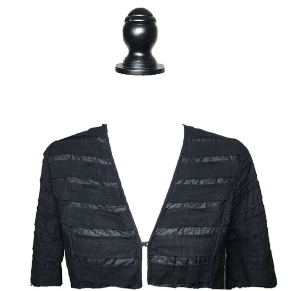 Chico's Jacket  Linen Trim  3/4 Sleeve Semi-sheer - Picture 3 of 7